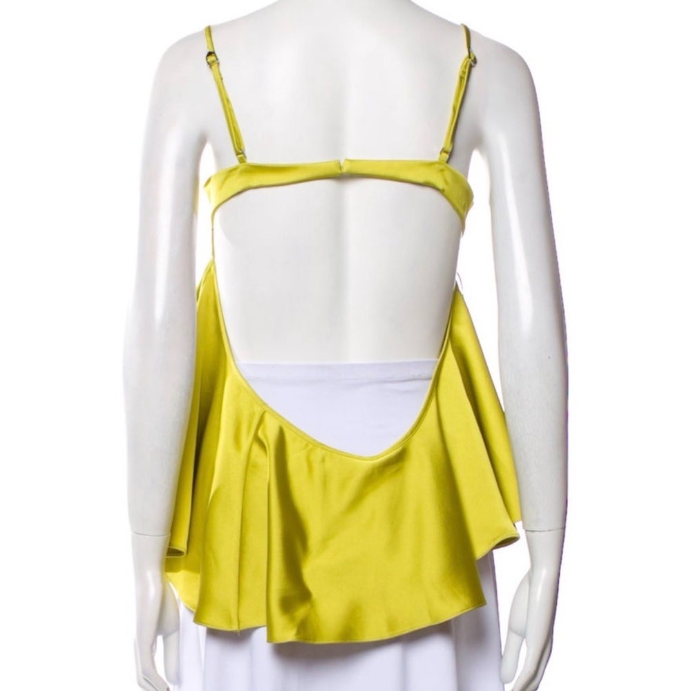 ATTICO Yellow Ruffle Spaghetti Strap Women's Top - Picture 5 of 5